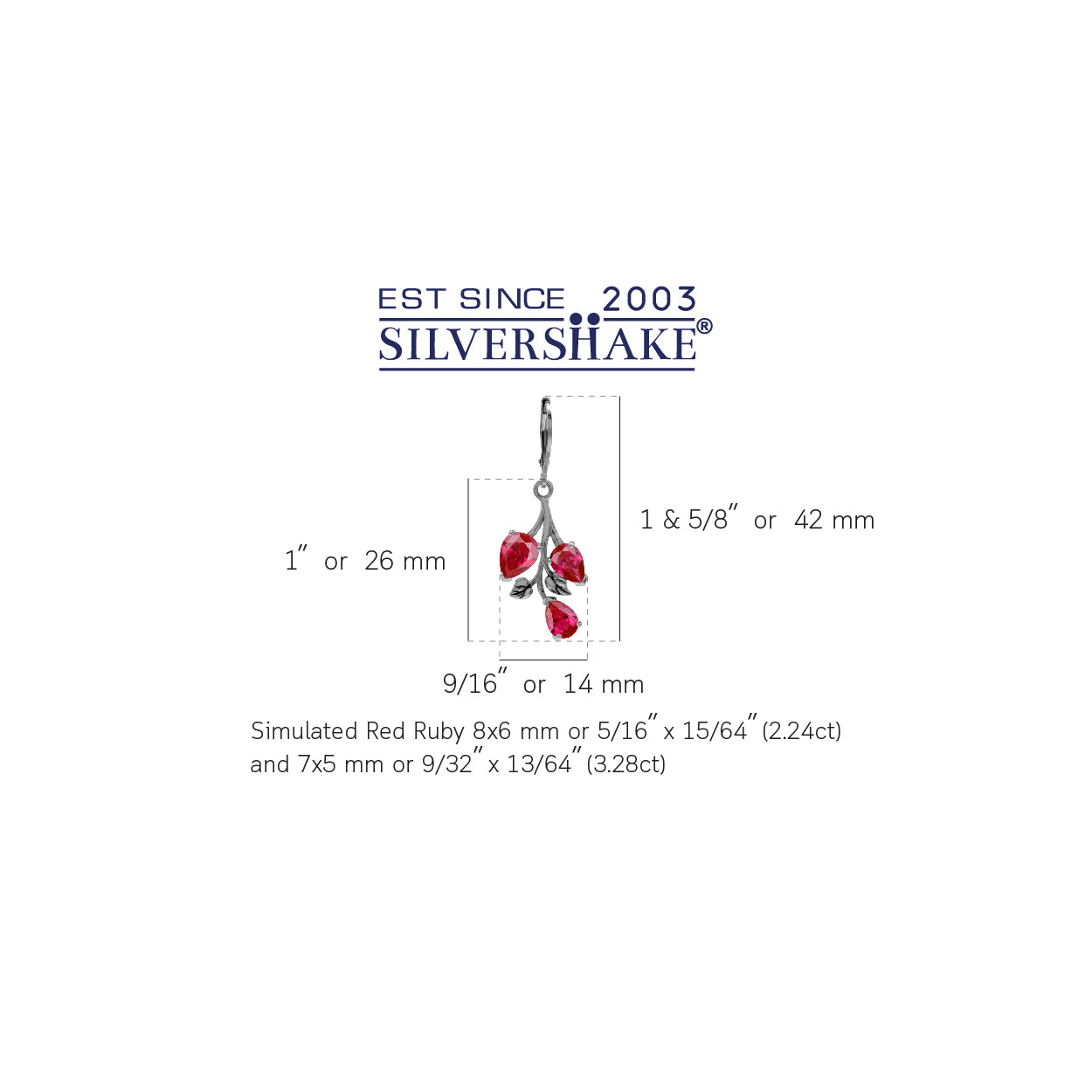 Simulated Pear Shape Red Ruby 925 Sterling Silver Leaf Vintage Inspired Leverback Dangle Earrings July Gemstone Birthstone Jewelry for Women - Silvershake-store