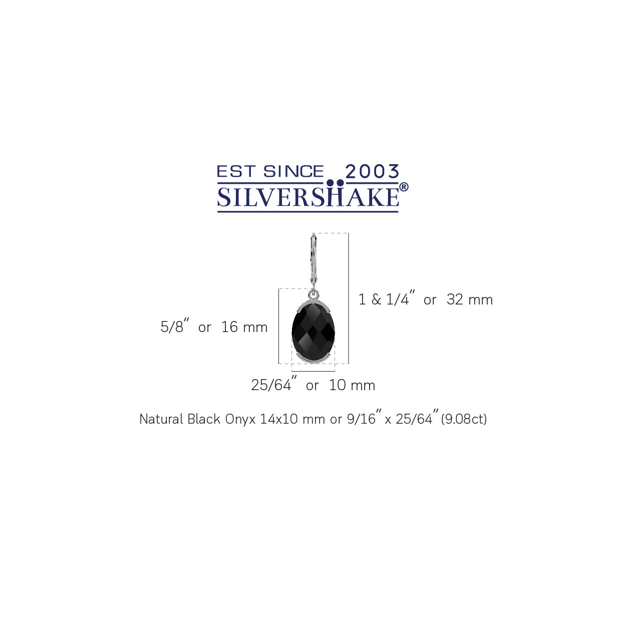 9.08 CTW 14X10mm HUGE Natural Oval Shape Black Onyx White Gold Plated 925 Sterling Silver Drop Dangle Leverback Gemstone Earrings