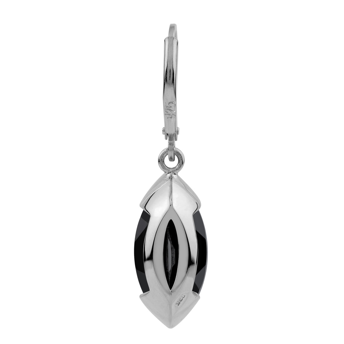 7.16 CTW 16X8mm Natural Marquise Shape Black Onyx White Gold Plated 925 Sterling Silver Drop Dangle Leverback Gemstone Earrings