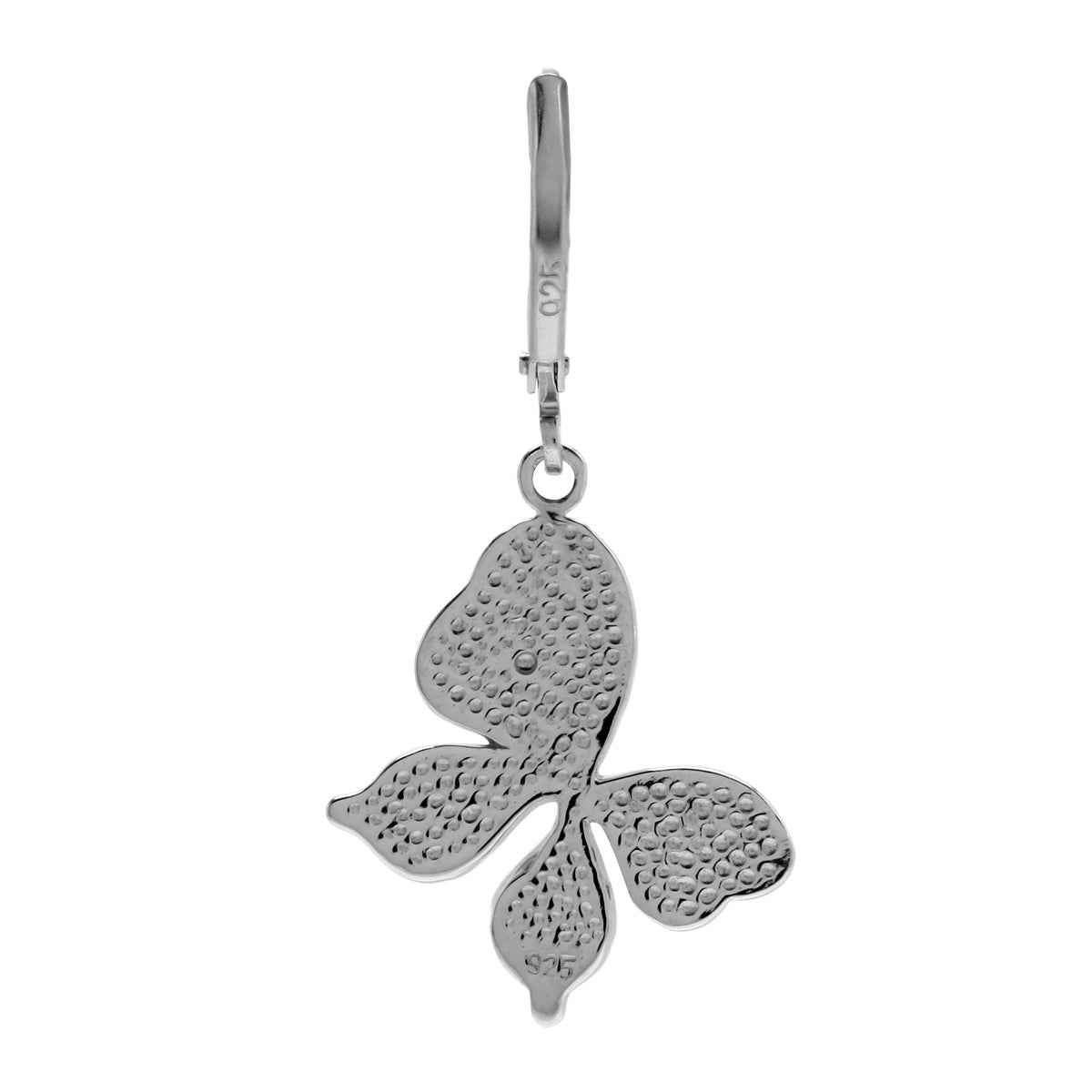 Abalone/Paua Shell Inlay White Gold Plated 925 Sterling Silver Butterfly Leverback Dangle Earrings Jewelry for Women