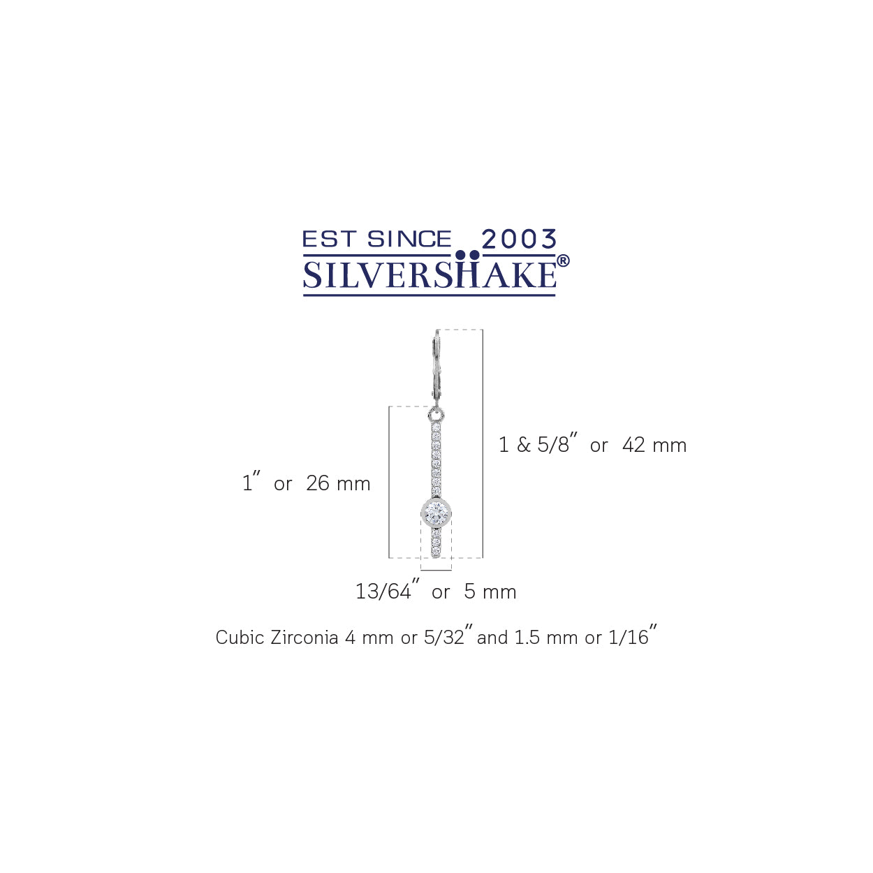 White CZ 925 Sterling Silver Minimalist Long Journey Vertical Bar Fashion Leverback Dangle Earrings silvershake