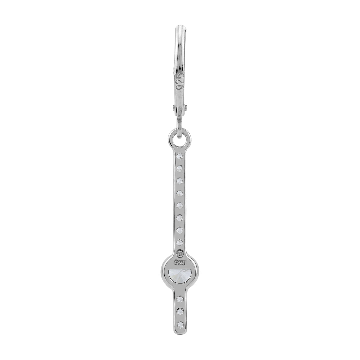 White CZ 925 Sterling Silver Minimalist Long Journey Vertical Bar Fashion Leverback Dangle Earrings silvershake