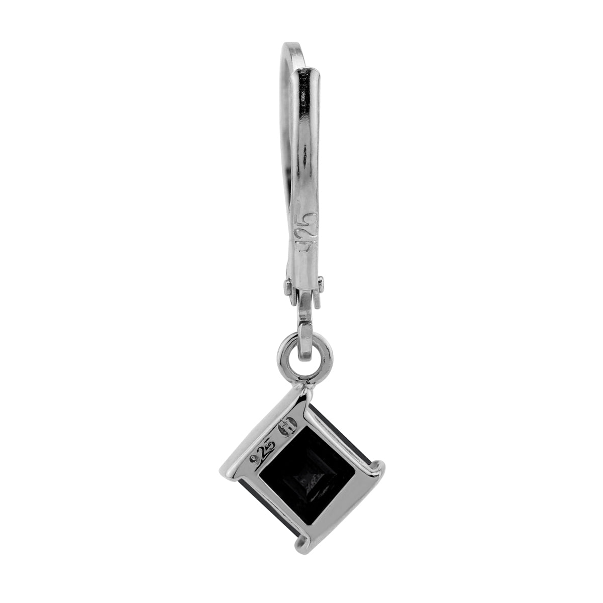 Petite 1.18 CTW 5MM Natural Square Shape Black Onyx White Gold Plated 925 Sterling Silver Leverback Dangle Gemstone Earrings Jewelry for Women - Silvershake-store