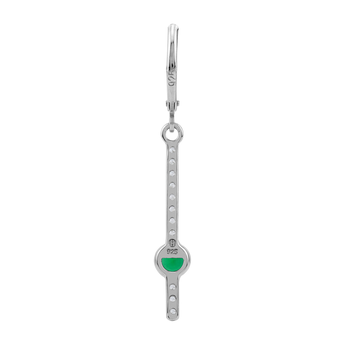 Nano Green Emerald 925 Sterling Silver Minimalist Long Journey Vertical Bar Leverback Earrings silvershake