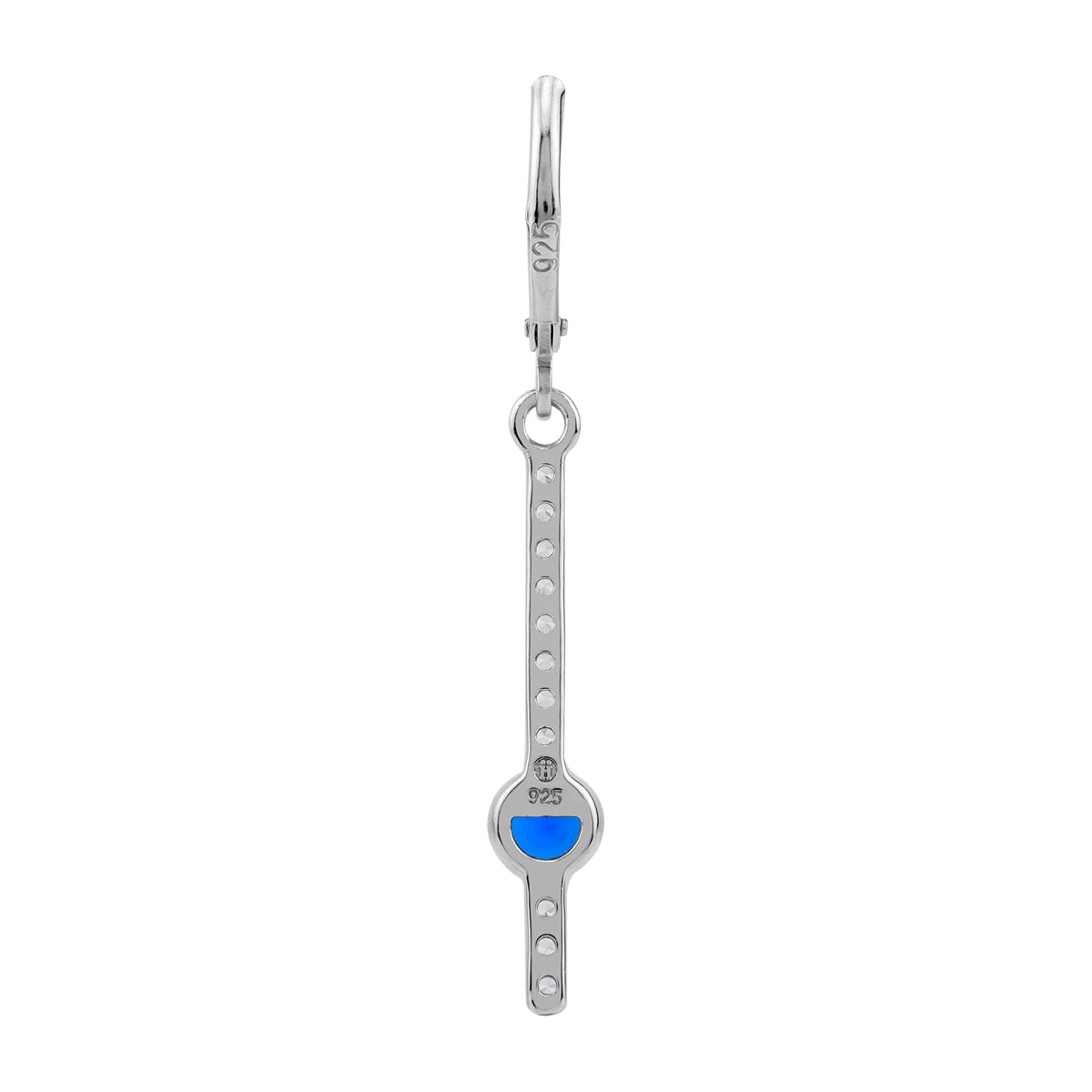 Created Blue Sapphire 925 Sterling Silver Minimalist Long Journey Vertical Bar Leverback Earrings silvershake