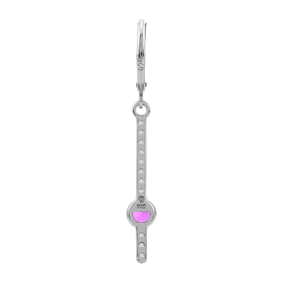 Created Pink Tourmaline 925 Sterling Silver Minimalist Long Journey Vertical Bar Leverback Earrings silvershake
