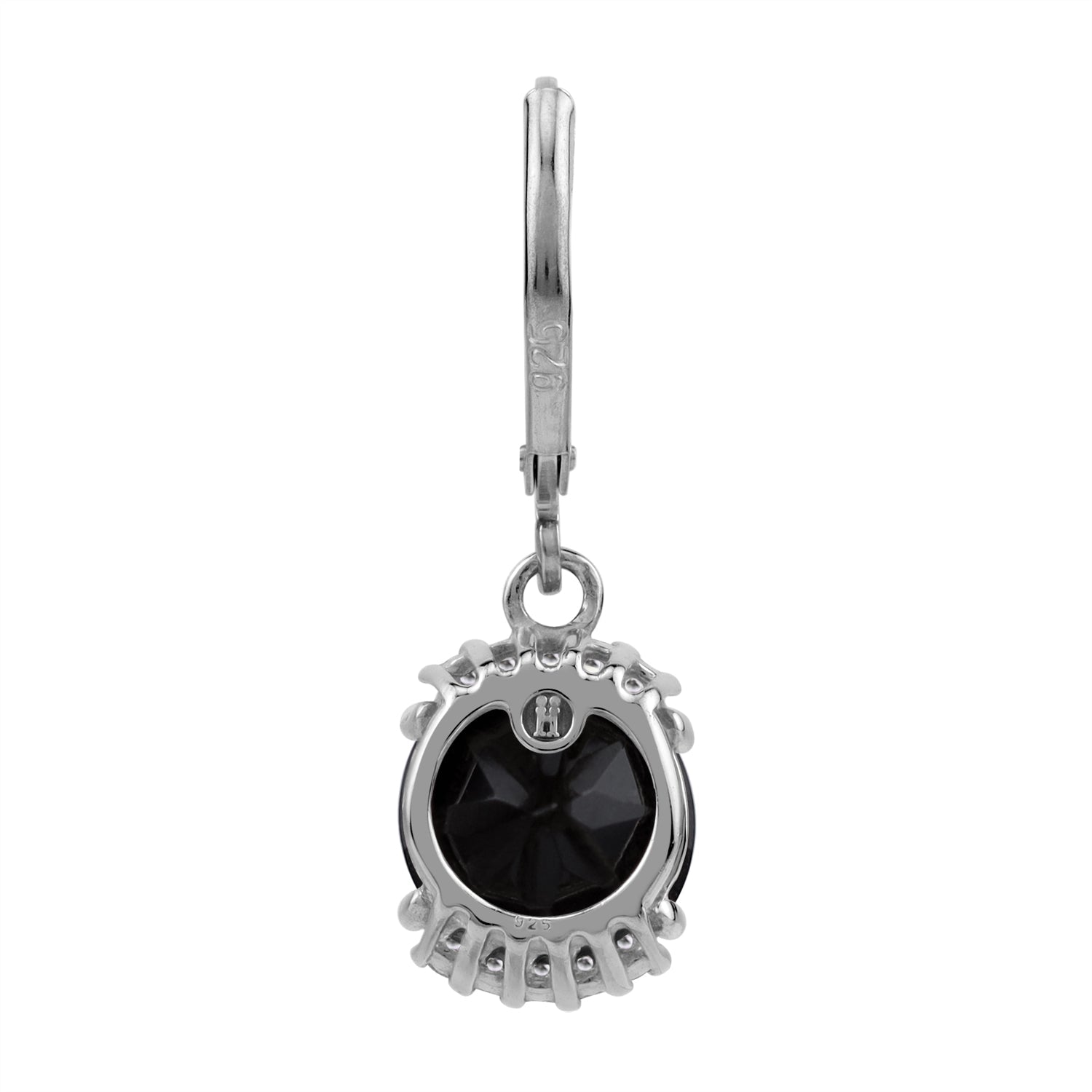 4.76 CTW 9MM Natural Round Shape Black Onyx and Topaz White Gold Plated 925 Sterling Silver Leverback Dangle Gemstone Earrings Jewelry for Women - Silvershake-store