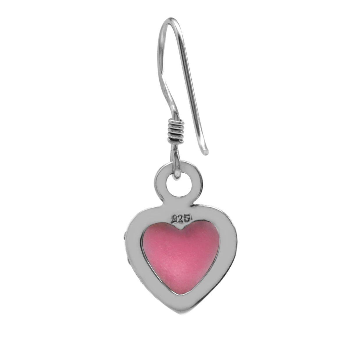 Heart Shape Pink Mother of Pearl 925 Sterling Silver Dangle Hook Earrings - Silvershake-store