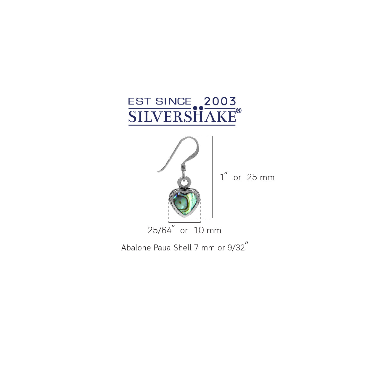 Heart Shape Abalone Paua Shell Inlay 925 Sterling Silver Dangle Hook Earrings - Silvershake-store