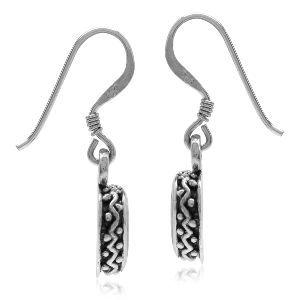 Heart Shape Abalone Paua Shell Inlay 925 Sterling Silver Dangle Hook Earrings - Silvershake-store