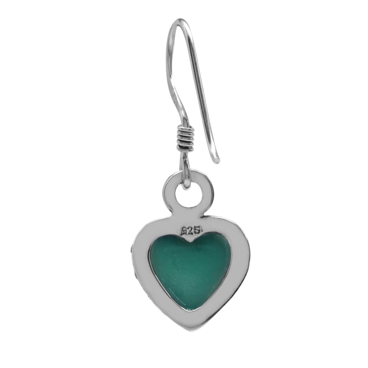 Heart Shape Abalone Paua Shell Inlay 925 Sterling Silver Dangle Hook Earrings - Silvershake-store