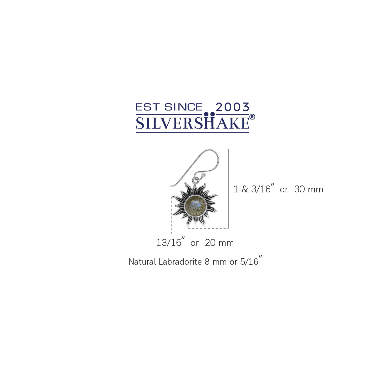 Labradorite 925 Sterling Silver Sun Ray Inspired Dangle Hook Earrings - Silvershake-store