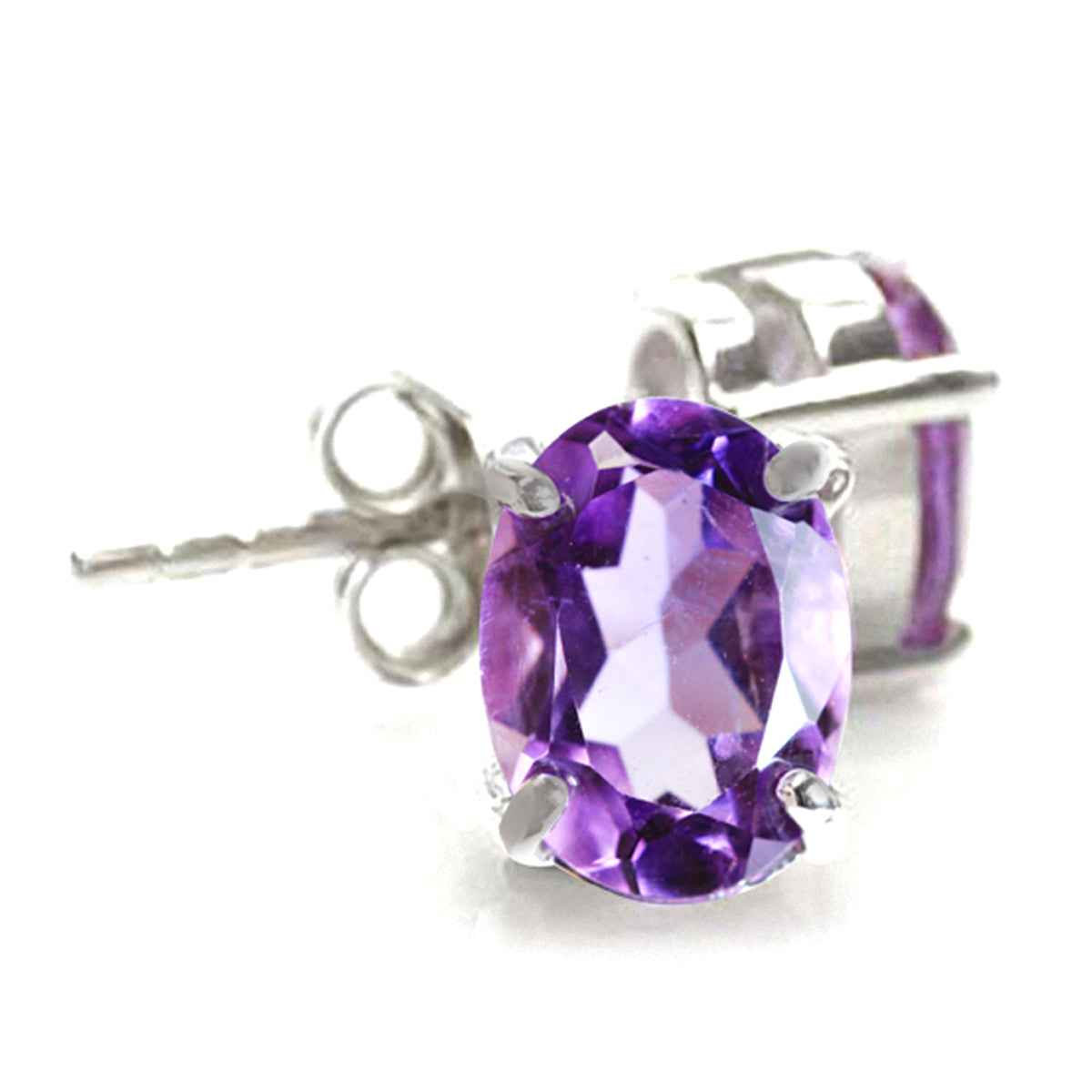 2.24ct. Natural February Birthstone Amethyst 925 Sterling Silver Stud Earrings