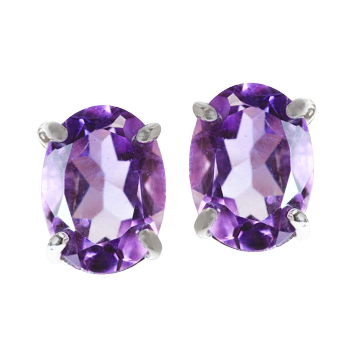 2.24ct. Natural February Birthstone Amethyst 925 Sterling Silver Stud Earrings