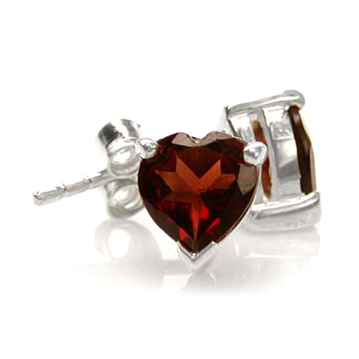 1.6ct. Natural Heart Shape Garnet 925 Sterling Silver Stud Earrings