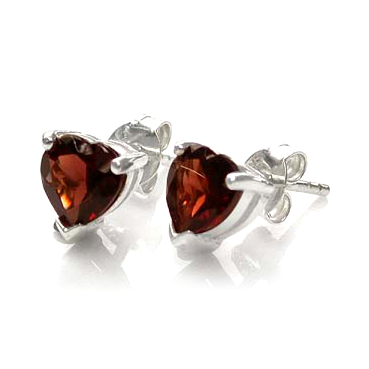 1.6ct. Natural Heart Shape Garnet 925 Sterling Silver Stud Earrings
