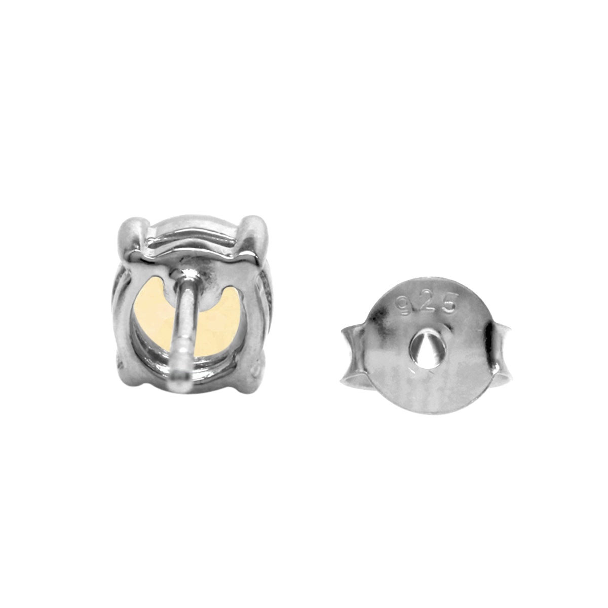 Petite Natural Round Shape Citrine 925 Sterling Silver Stud Earrings