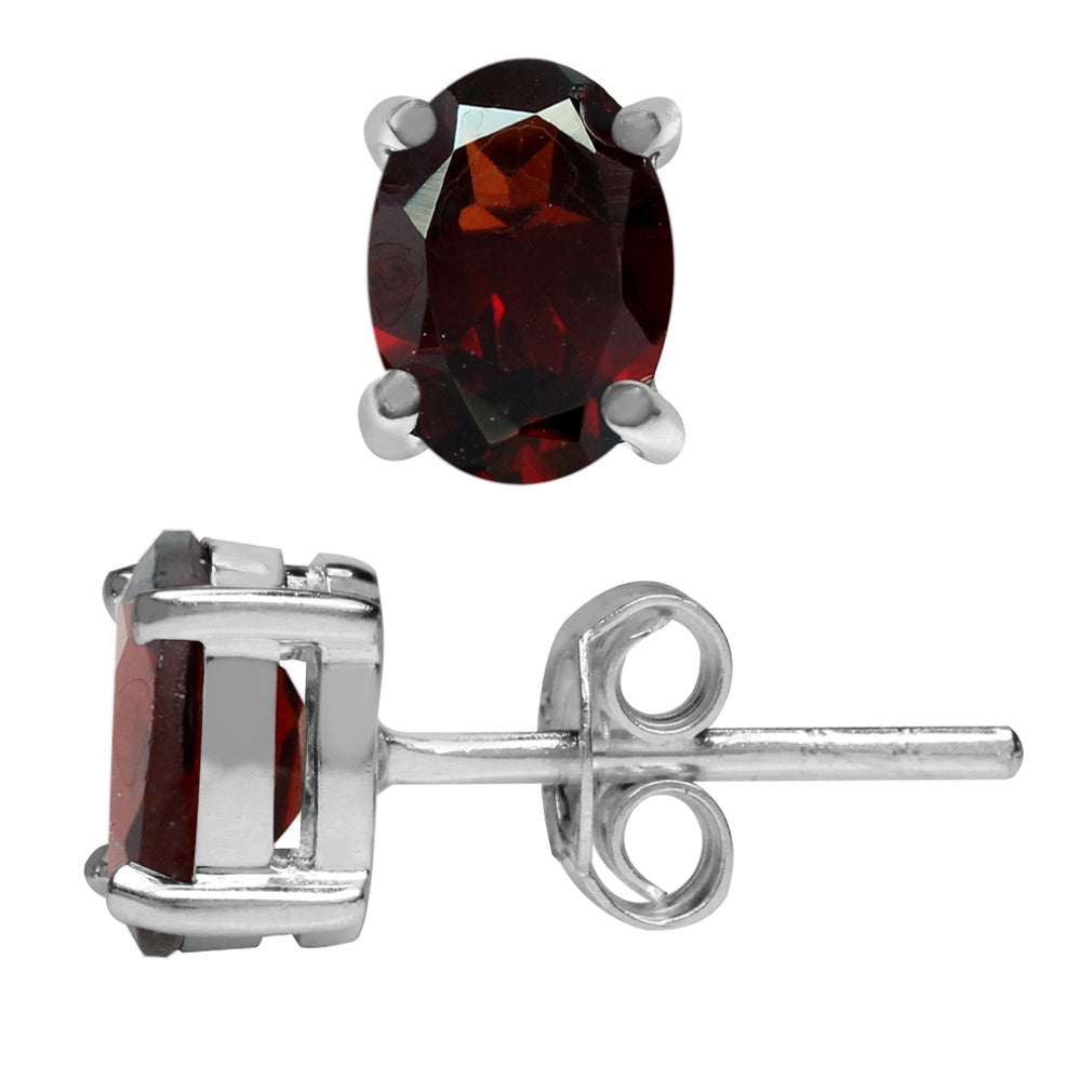 1.62ct. Natural January Birthstone Garnet 925 Sterling Silver Stud Earrings - Silvershake-store