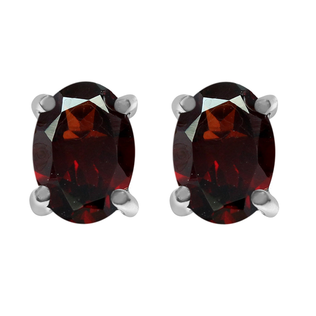 1.62ct. Natural January Birthstone Garnet 925 Sterling Silver Stud Earrings - Silvershake-store