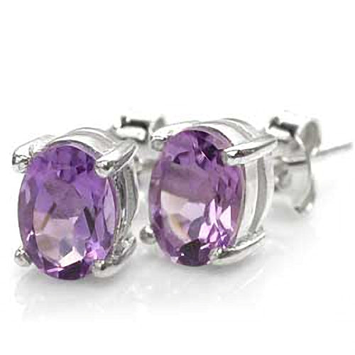 1.44ct. Natural February Birthstone Amethyst 925 Sterling Silver Stud Earrings - Silvershake-store