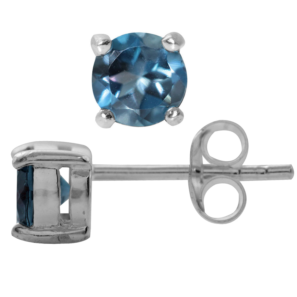1.2ct. Petite Genuine London Blue Topaz 925 Sterling Silver Stud Earrings