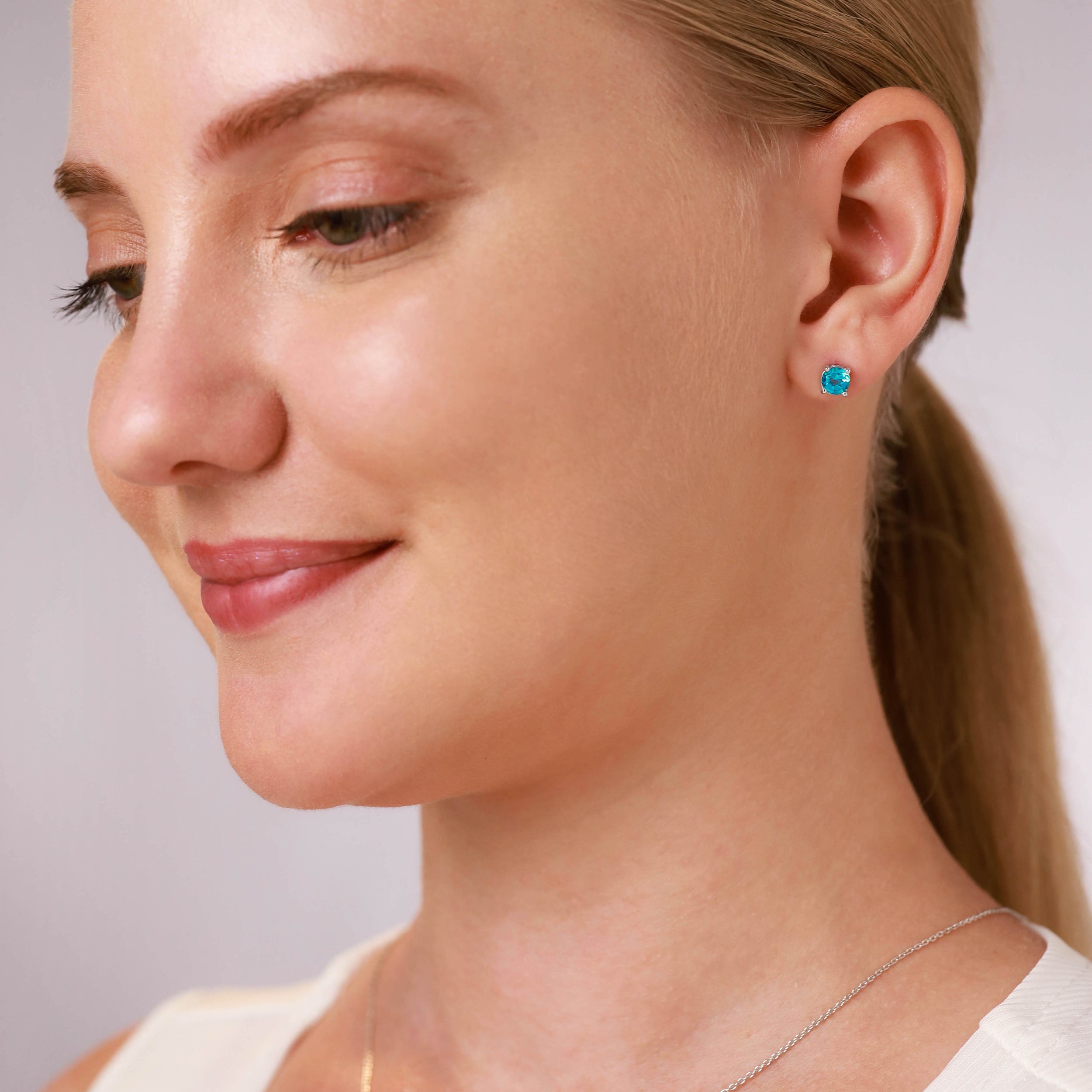 1.2ct. Petite Genuine London Blue Topaz 925 Sterling Silver Stud Earrings