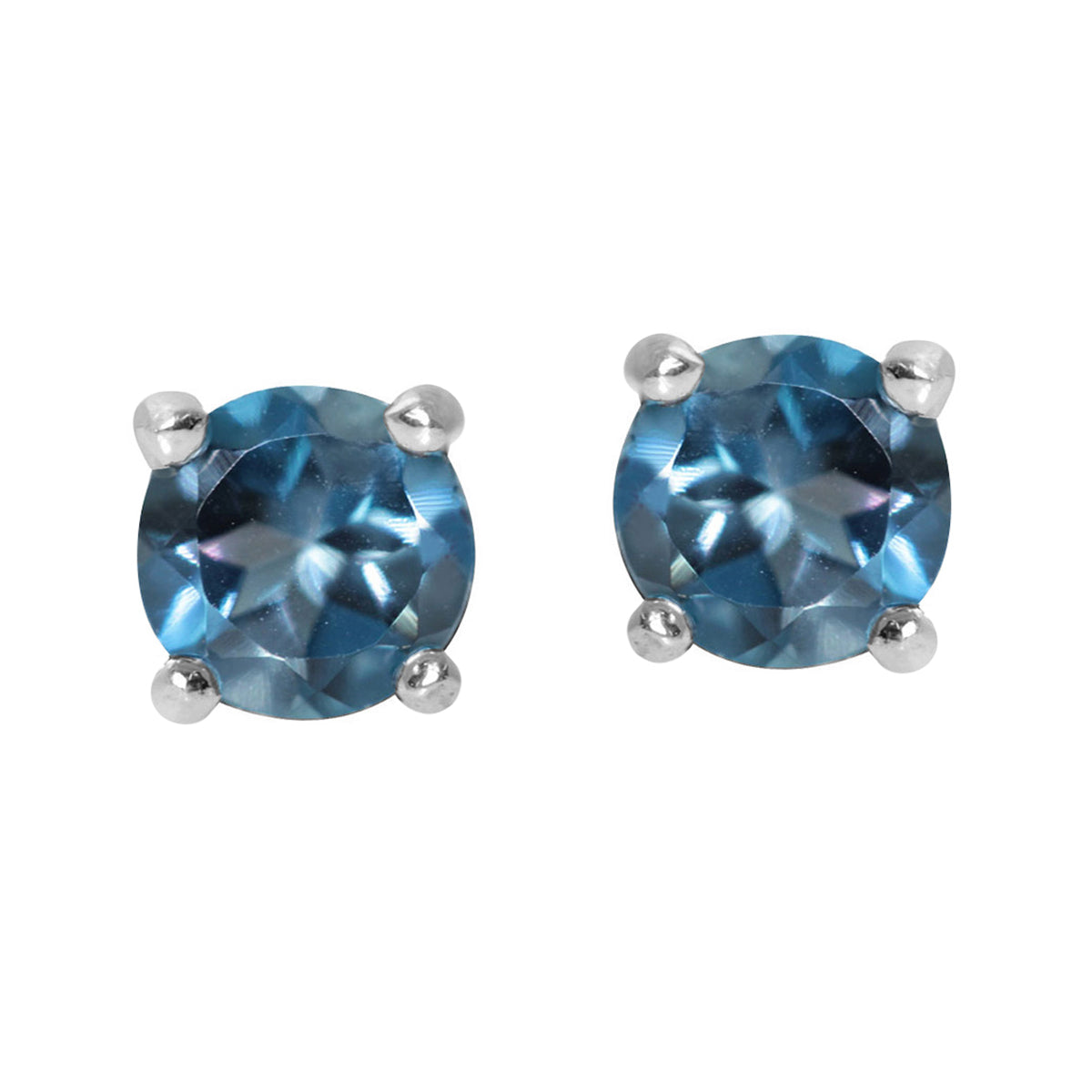 1.2ct. Petite Genuine London Blue Topaz 925 Sterling Silver Stud Earrings