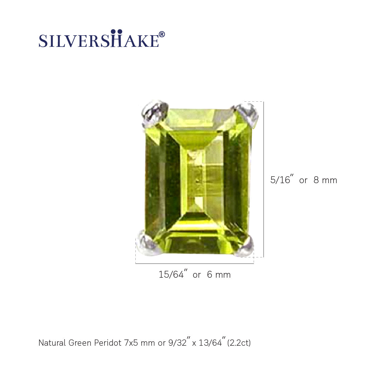 2.2ct. 7x5mm Natural Octagon Shape Peridot 925 Sterling Silver Stud Earrings - Silvershake-store