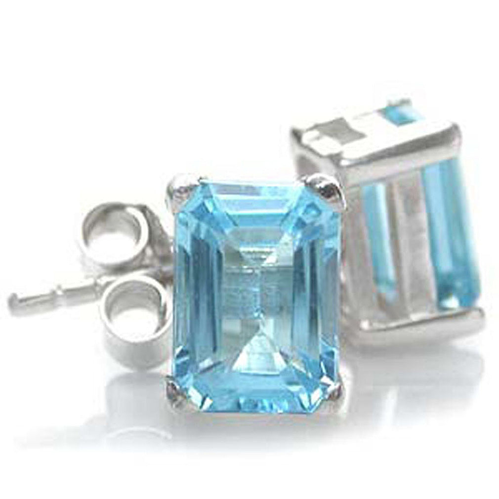 2.2ct. Genuine Octagon Shape Blue Topaz 925 Sterling Silver Stud Earrings - Silvershake-store