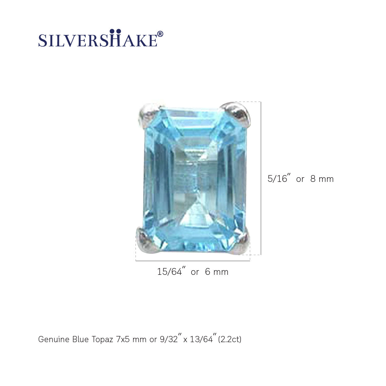 2.2ct. Genuine Octagon Shape Blue Topaz 925 Sterling Silver Stud Earrings - Silvershake-store