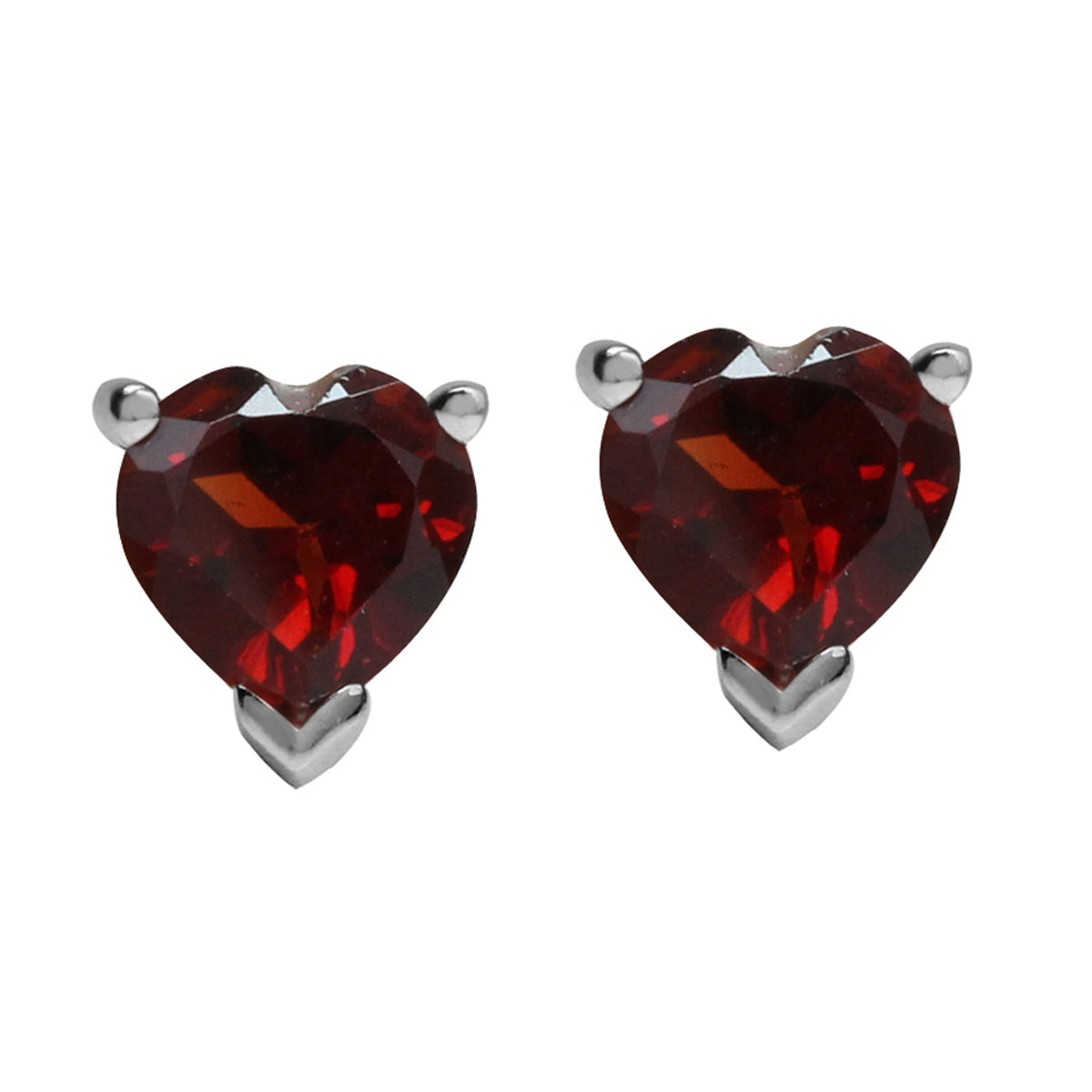 1.5ct. 5MM Petite Natrual Heart Shape Garnet White Gold Plated 925 Sterling Silver Stud Earrings