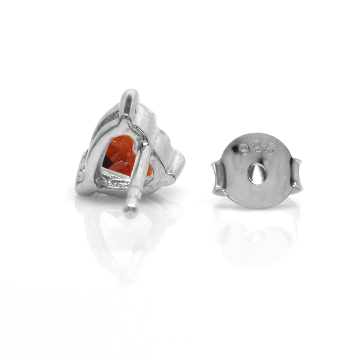 1.5ct. 5MM Petite Natrual Heart Shape Garnet White Gold Plated 925 Sterling Silver Stud Earrings