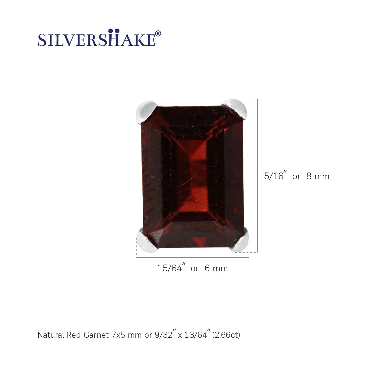 2.66ct. 7x5mm Natural Octagon Shape Garnet White Gold Plated 925 Sterling Silver Stud Earrings - Silvershake-store