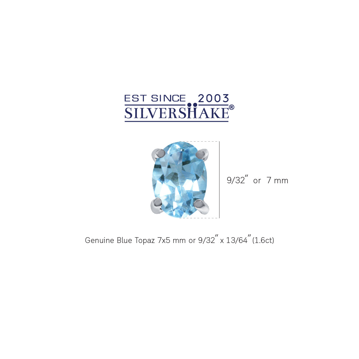 1.6ct. 7x5mm Genuine Oval Shape Blue Topaz 925 Sterling Silver Stud Earrings - Silvershake-store