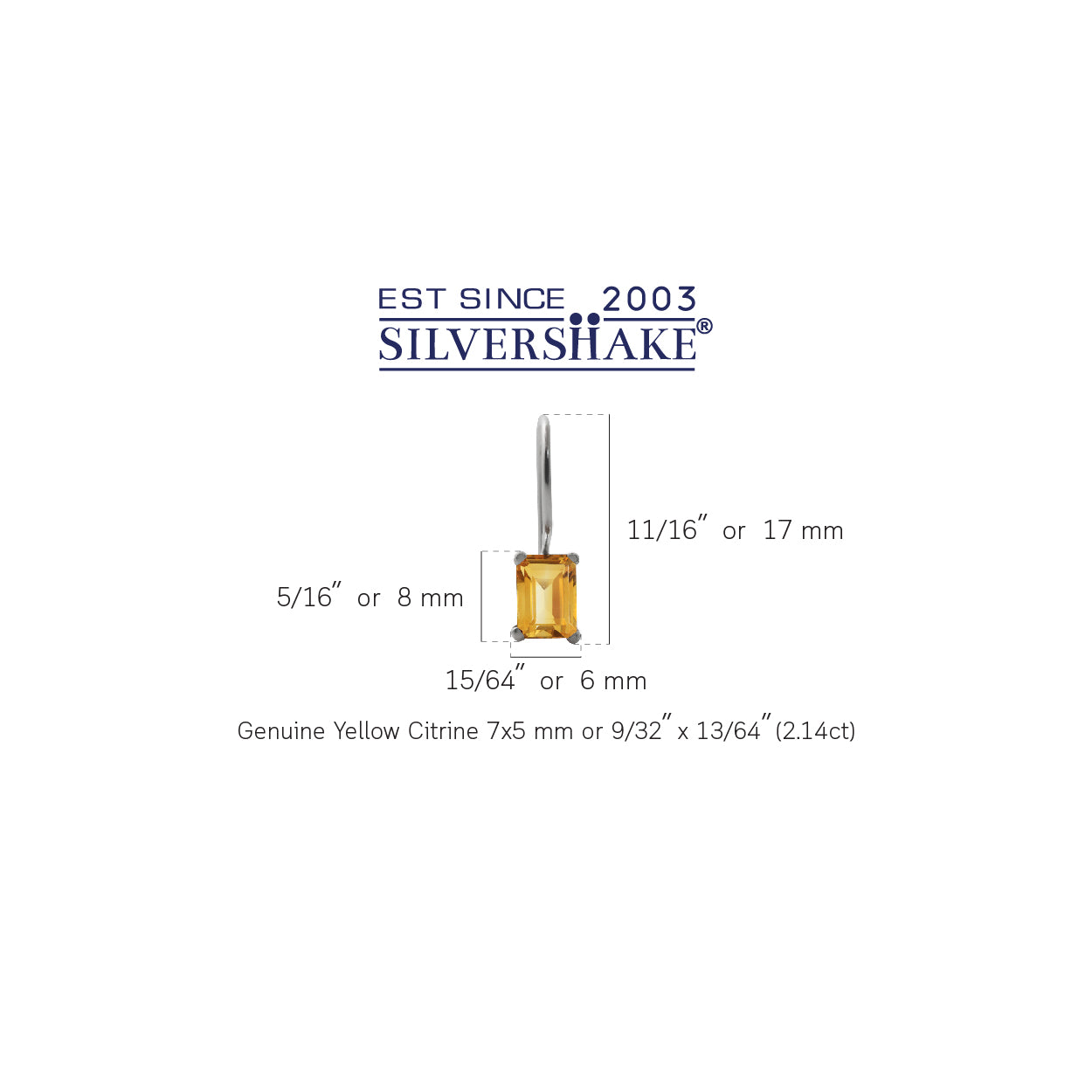 2.14ct. 7x5mm Natural Octagon Shape Citrine 925 Sterling Silver Hook Closure Earrings - Silvershake-store