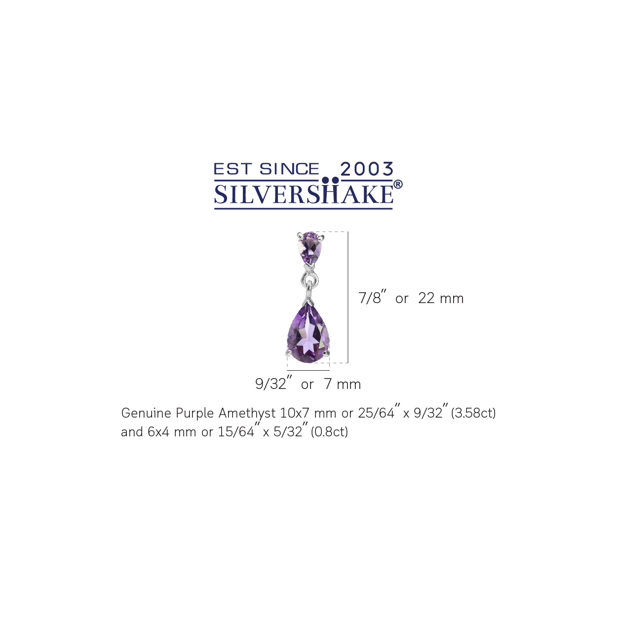 4.38ct. Natural Pear Shape Amethyst White Gold Plated 925 Sterling Silver Drop Dangle Stud Post Earrings - Silvershake-store