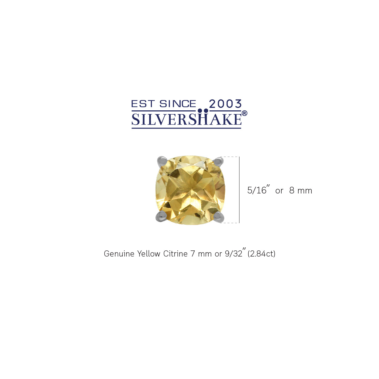 2.84ct. 7mm Natural Cushion Shape Citrine 925 Sterling Silver Stud Earrings - Silvershake-store