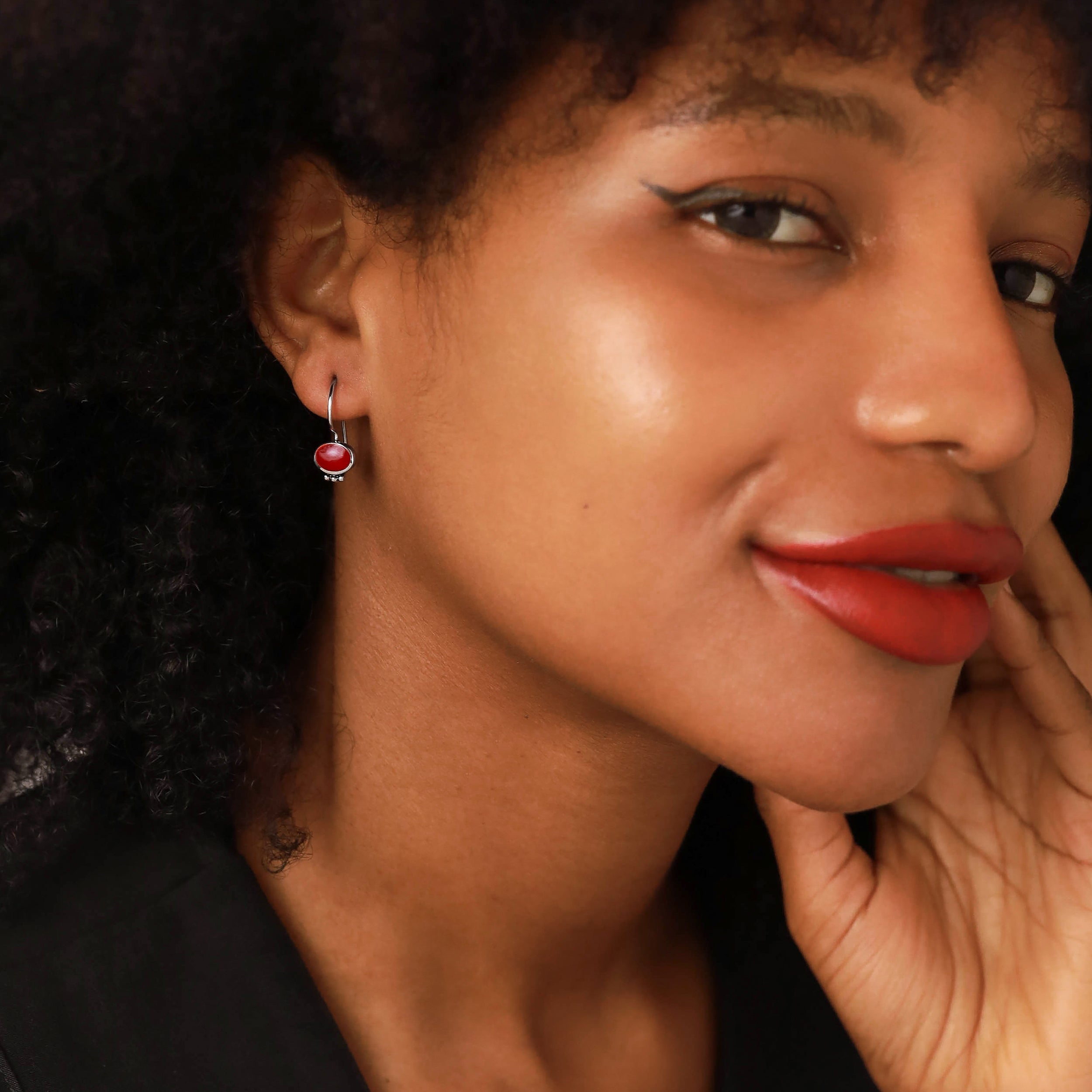 Oval Shape Shiva Shell Inlay 925 Sterling Silver Hook Closure Earrings - Silvershake-store