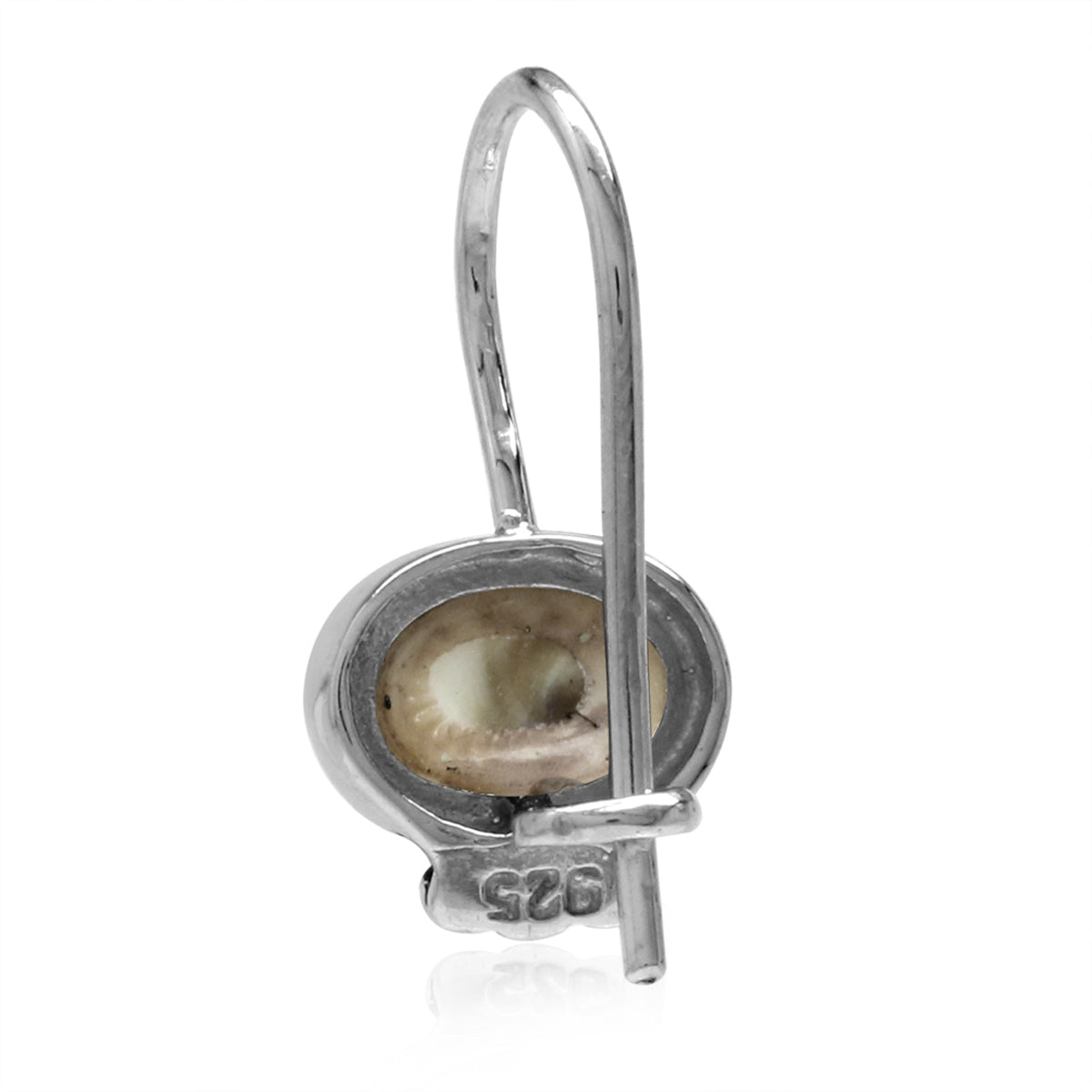 Oval Shape Shiva Shell Inlay 925 Sterling Silver Hook Closure Earrings - Silvershake-store
