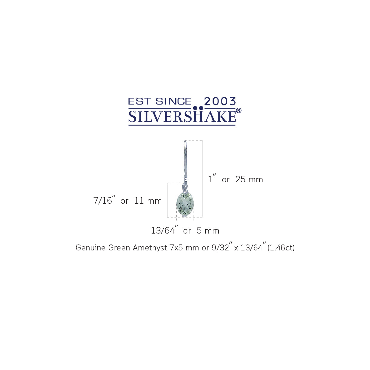 1.46ct. 7x5mm Petite Genuine Green Amethyst 925 Sterling Silver Leverback Dangle Earrings - Silvershake-store