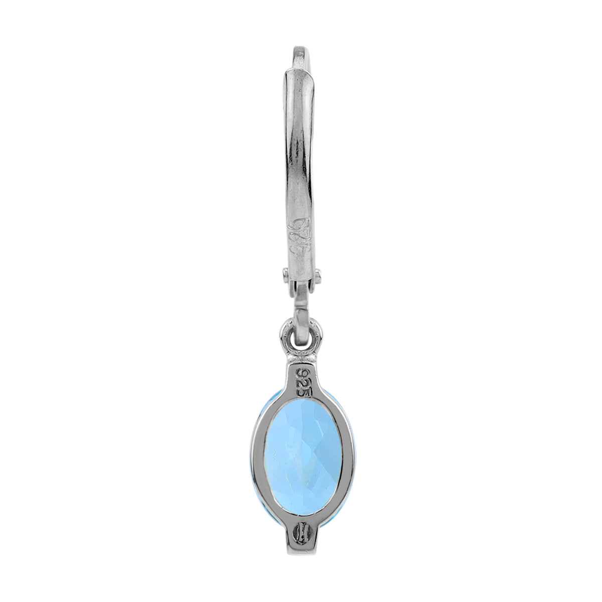 2.16ct. 7x5mm Petite Genuine Sky Blue Topaz 925 Sterling Silver Leverback Dangle Earrings - Silvershake-store