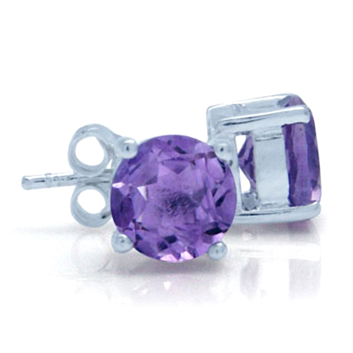 2.56ct. Natural February Birthstone Amethyst 925 Sterling Silver Stud Earrings