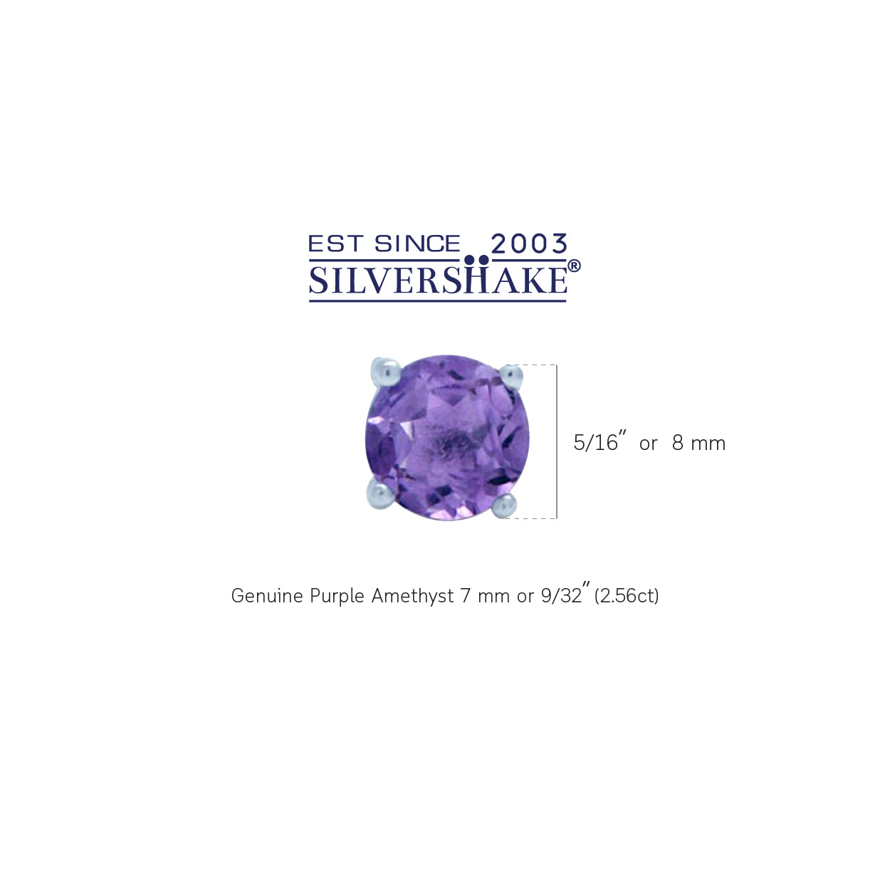 2.56ct. Natural February Birthstone Amethyst 925 Sterling Silver Stud Earrings