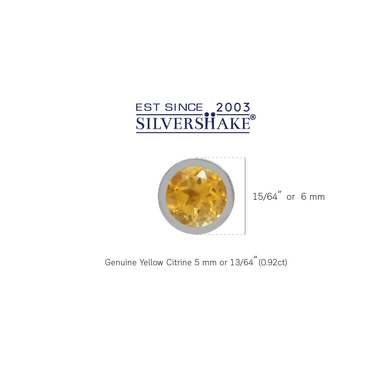 Natural 5mm Round Citrine 925 Sterling Silver Bezel Set Stud Earrings - Silvershake-store