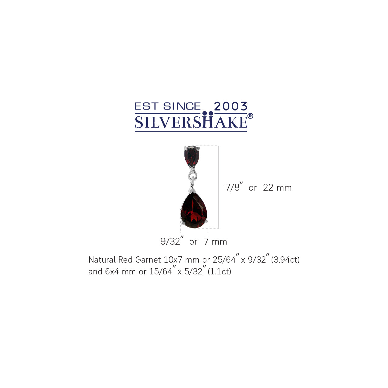 5.04ct. Natural Pear Shape Garnet White Gold Plated 925 Sterling Silver Drop Dangle Stud Post Earrings - Silvershake-store