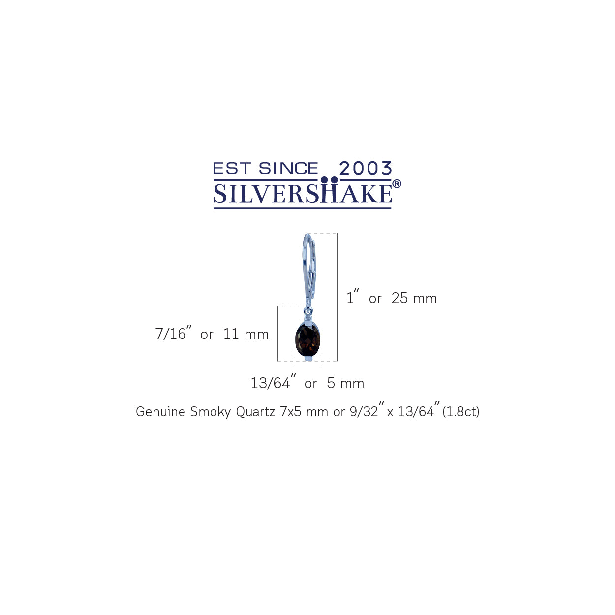 1.8ct. 7x5mm Petite Natural Smoky Quartz 925 Sterling Silver Leverback Dangle Earrings - Silvershake-store
