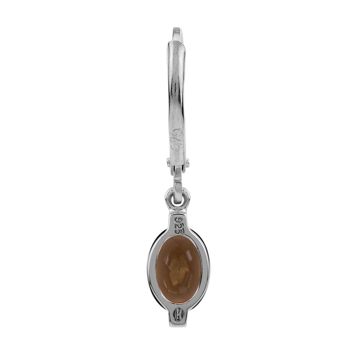 1.8ct. 7x5mm Petite Natural Smoky Quartz 925 Sterling Silver Leverback Dangle Earrings - Silvershake-store