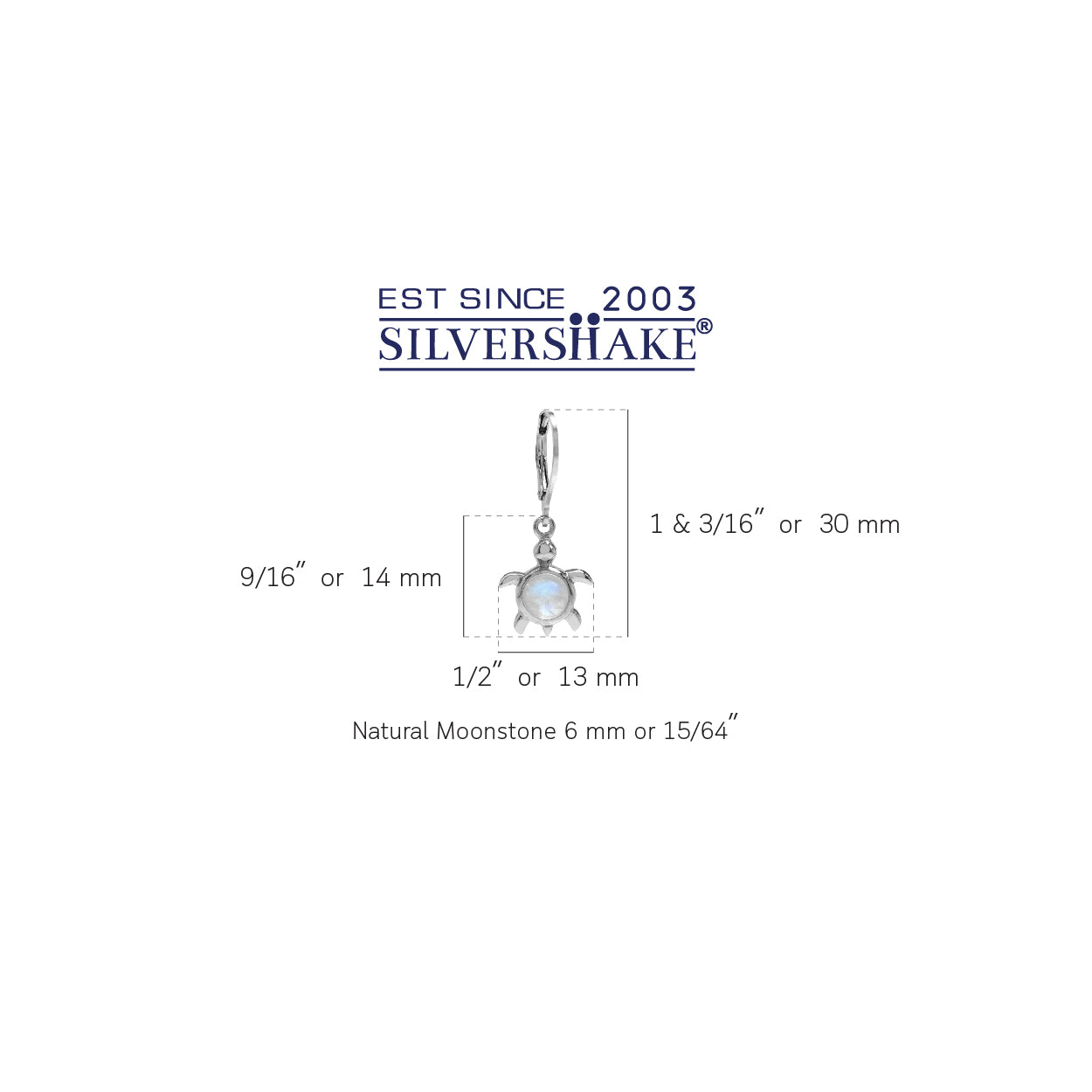 Natural Moonstone 925 Sterling Silver Turtle Leverback Dangle Earrings - Silvershake-store