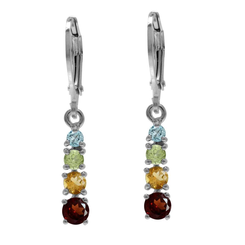 Natural Garnet Citrine Peridot and Blue Topaz 925 Sterling Silver Leverback Dangle Earrings Jewelry for Women - Silvershake-store