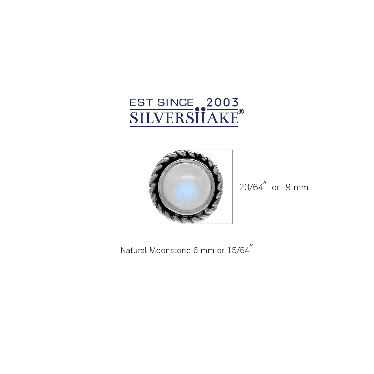 6mm Natural Round Shape Moonstone 925 Sterling Silver Rope Stud Earrings - Silvershake-store